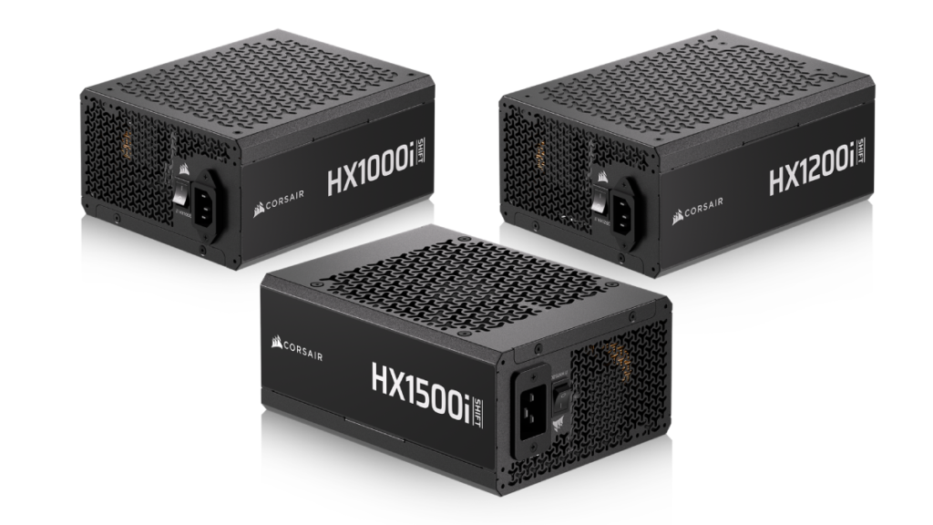 CORSAIR HXi SHIFT Series power supplies are available in 1000W, 1200W, and 1500W models. The HX1500i SHIFT includes dual 12V-2×6 cables.